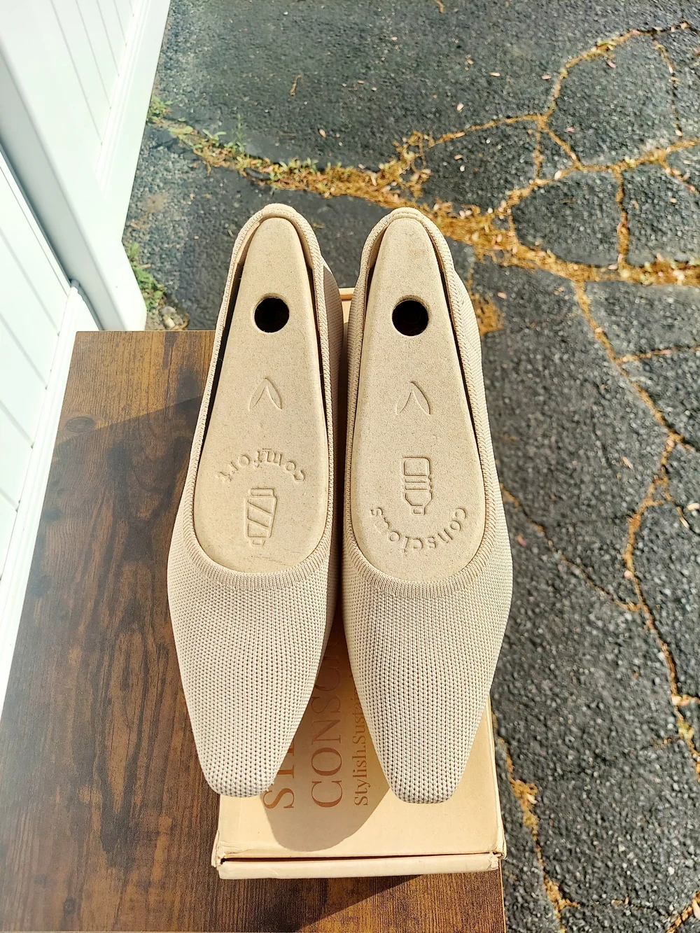 Vivaia Minnie Pro Almond Beige Knit Ballet Flat Womens Size 10 NWT Athleisure